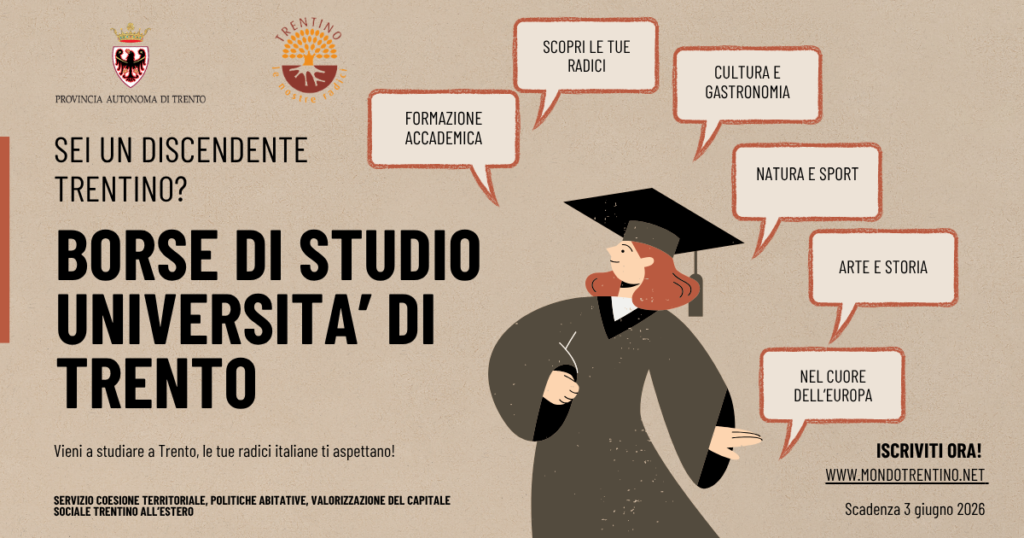 Borse di Studio per Discendenti Trentini all’Estero